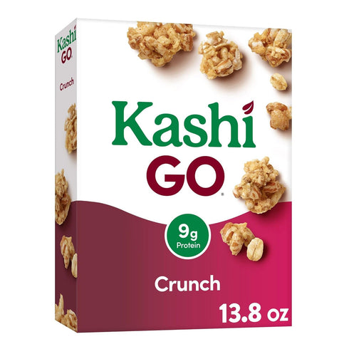 Kellogg's Kashi GO Cold Breakfast Cereal, Vegetarian Protein, Fiber Cereal, Crunch, 13.8oz Box