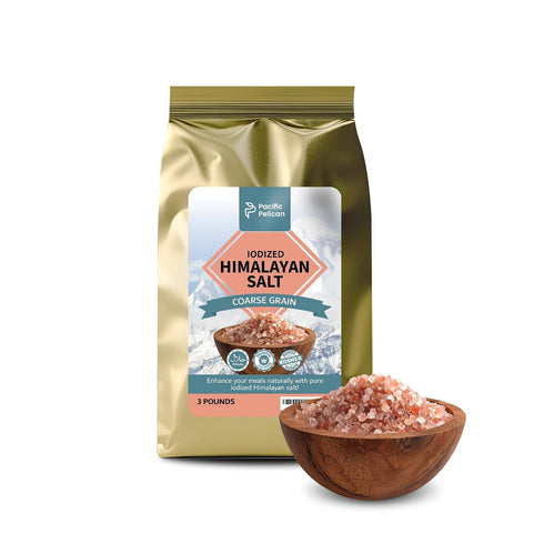 Pacific Pelican Premium Iodized Himalayan Pink Salt | Coarse Grain, Unrefined, Pure