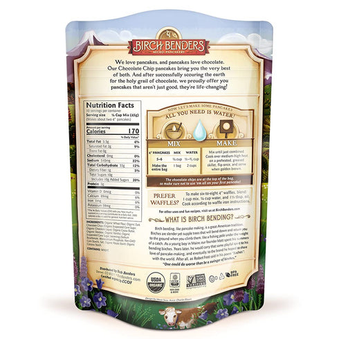 16 Oz (Pack 3) Birch Benders Organic Pancake and Waffle Mix, Non-GMO, Chocolate Chip