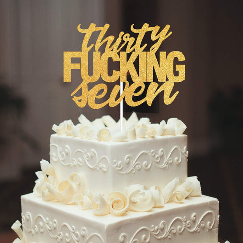Thirty Seven Gold Glitter Cake Toppers, 37 Years Old 37th Birthday Anniversary Party Decorations Supplies