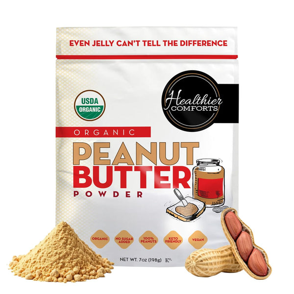 Healthier Comforts Organic Peanut Butter Powder | USA Grown and Processed |