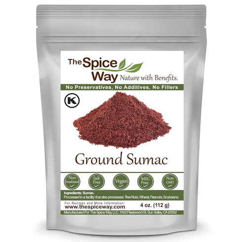 The Spice Way - Pure 100% Ground Sumac Spice, No Salt, No GMO - 4 oz (resealable bag)