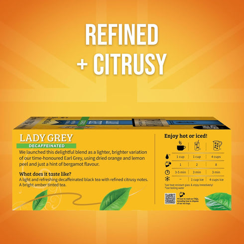 100 Count (Pack 1), 100 Twinings Decaffeinated Lady Grey Black Tea Individually Wrapped Bags, of Orange Peel & Lemon