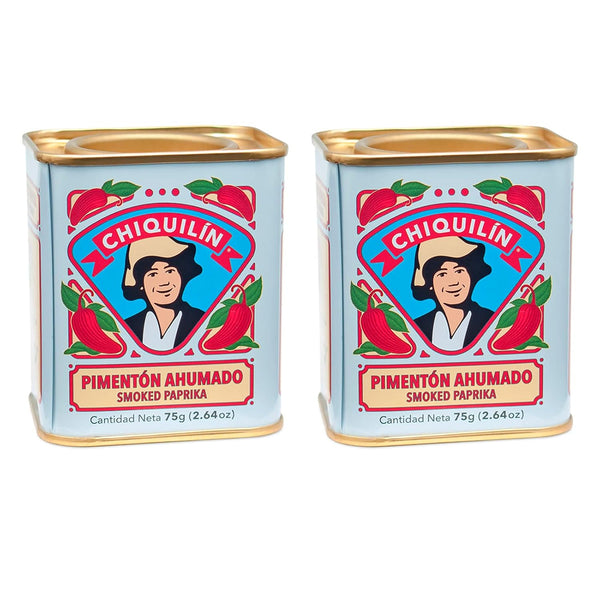 Chiquilin Smoked Paprika Tin 2.64 Oz (2 Pack) - Pimenton Ahumado Spain Rich Smokey Flavor