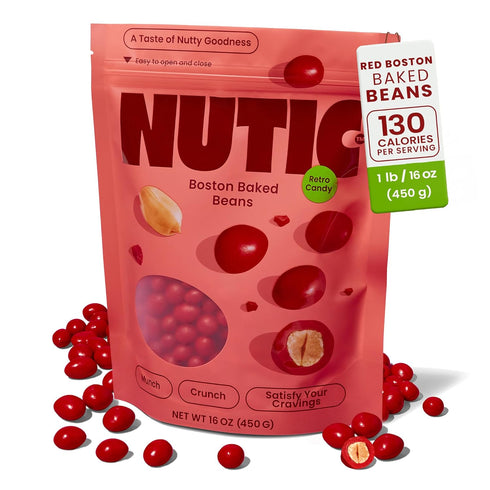 1Lb, Nutic Boston Baked Beans Candy - Coated Peanuts in Bulk, Vintage Treats, Ideal Movie Theatre Snacks & Souvenir