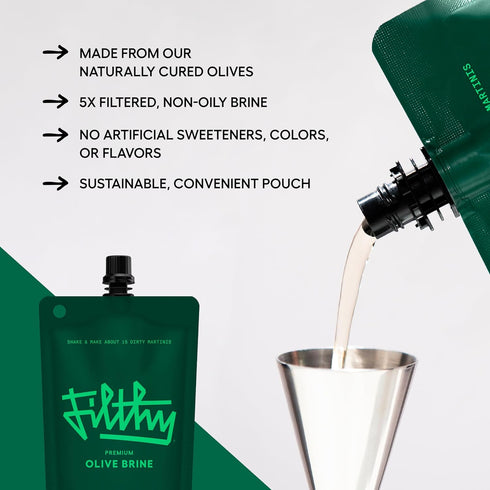 8 Oz 2 Pack Filthy Olive Brine, Premium Cocktail Mixer, Filtered for Dirty Martinis, Olive Juice for Cocktails Made
