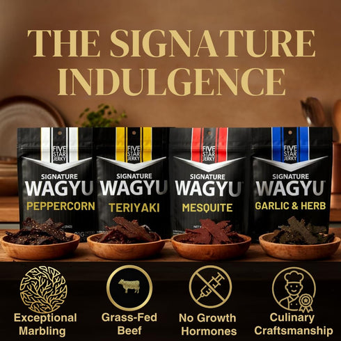 4-Pack (8oz) Five Star Wagyu Beef Jerky Tender Mesquite