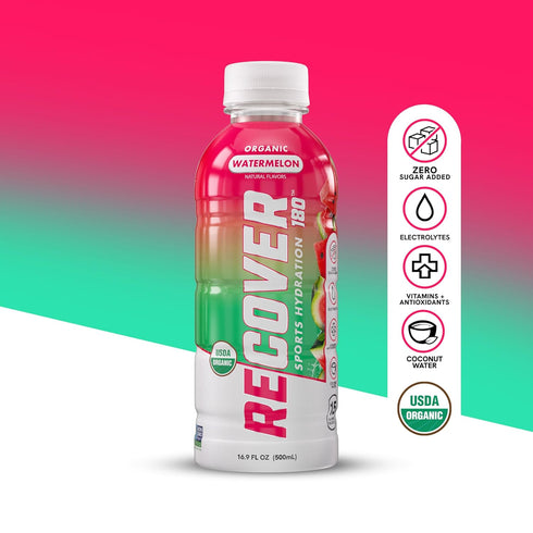 180 20 Potassium-Packed (16.9 Oz (Pack 12), RECOVER Organic Sports Hydration Drink, No Sugar Added, Calorie Sports