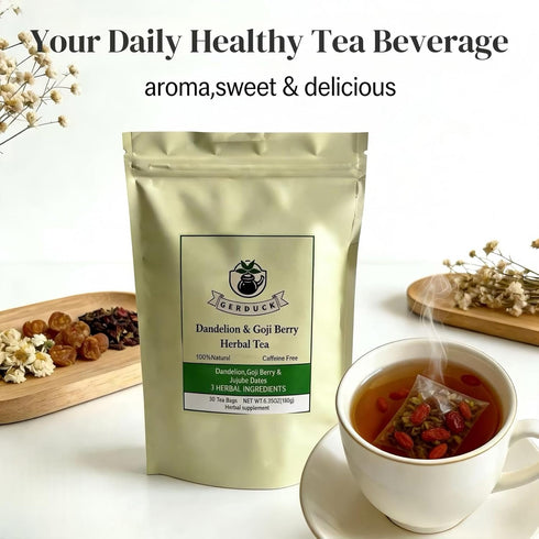 Gerduck Dates,6g 30 Dandelion Root & Goji Berry Tea with Jujube x Teabags-Organic Dandelion Detox Tea, Premium Natural