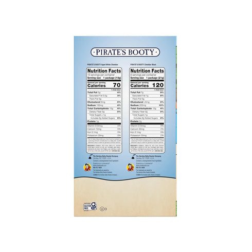 Pack, 0.5oz 0.75oz (18ct) Pirate's Booty Aged White Cheddar and Cheddar Blast Cheese Puffs Variety Gluten-Free, Kids