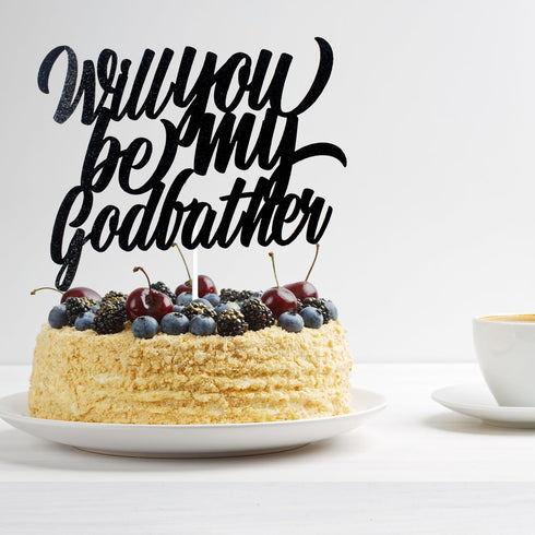 LHCING Will You Be My Godfather Birthday Cake Topper - New Godfather Announcement Party Cake Topper - Godparents