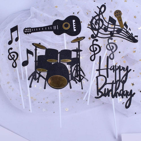 Keoysek Musical Instruments theme cake topper for birthday CupCake Topper Party Decorations Happy Father Birthday