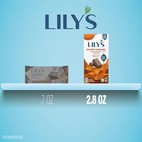 2.8 oz (12 Count) LILY'S Salted Caramel Milk Chocolate Style No Sugar Added, Sweets Bars