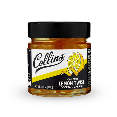 10.9 oz Collins Candied Lemon Twist Cocktail Garnish, Sweet Lemon Peel in Syrup for Skinny Margaritas, Limoncello