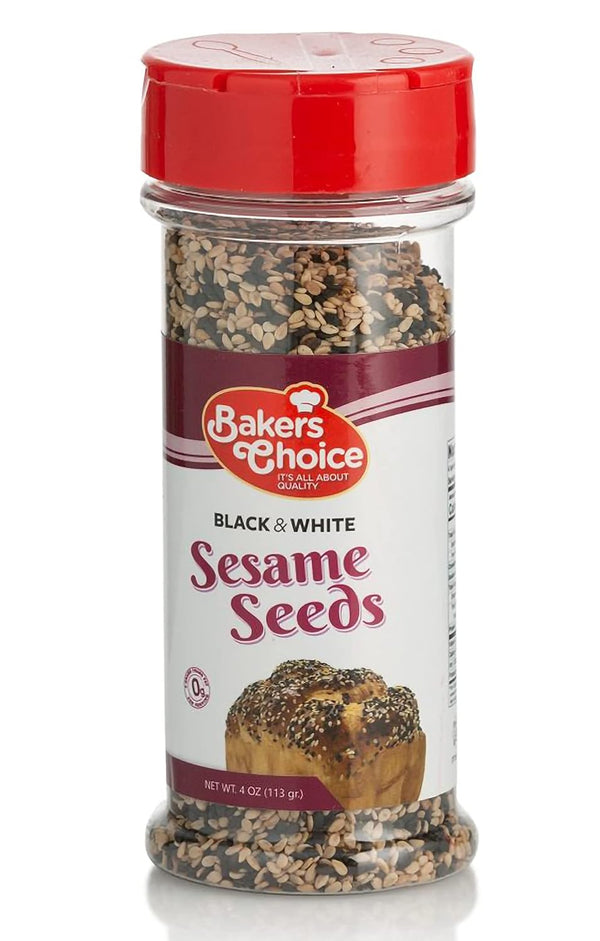 Baker's Choice Black & White Sesame Seeds, 4 Oz (113g) - All Natural Food Seasoning