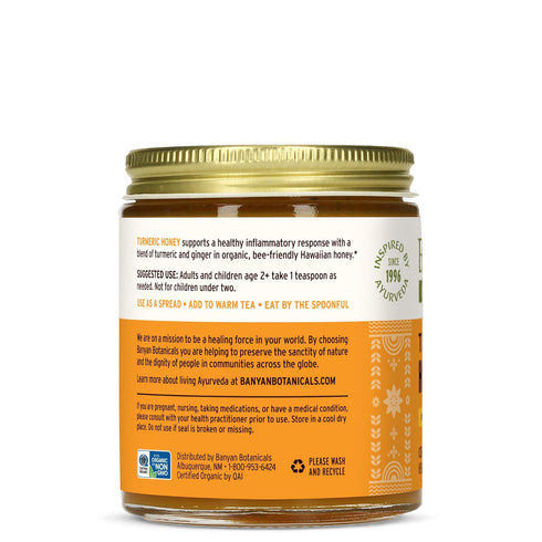8.25 oz Banyan Botanicals Turmeric Honey with Turmeric and Ginger Delicious Superfood Herbal Honey for Adults & Kids