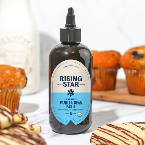 Rising Star 8 oz (2 Organic Vanilla Bean Paste, Ct) Organic Madagascar Bourbon Bean Paste for Baking & Desserts