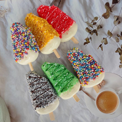 Jilukibo 6 Pack Artificial Popsicle with a Bite, Realistic Fake Ice Cream Bar Simulation Imitation Cake Desserts Food