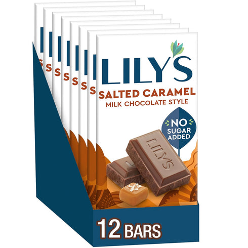 LILY'S Salted Caramel Milk Chocolate Style No Sugar Added, Sweets Bars, 2.8