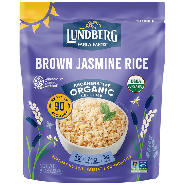 Lundberg Brown Jasmine Rice, Ready in 90 Seconds RegenerativeOrganic Certified Long Grain