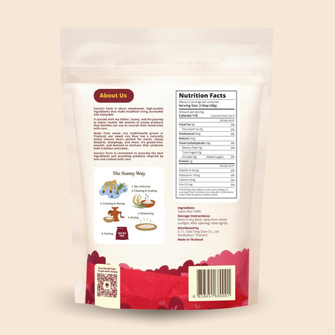 16oz (Pack 4) Sunny's Farm Sweet White Rice Flour - Glutinous Rice Flour, Ideal for Rice Flour for Sourdough Bread