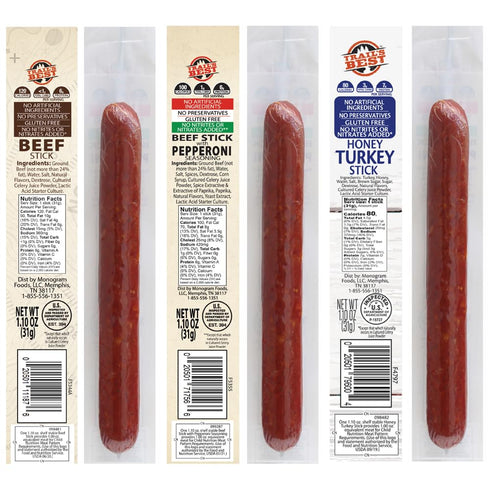 24-Piece 1.1oz Trail's Best Beef Stick Samplers (Beef, Pepperoni and Turkey)