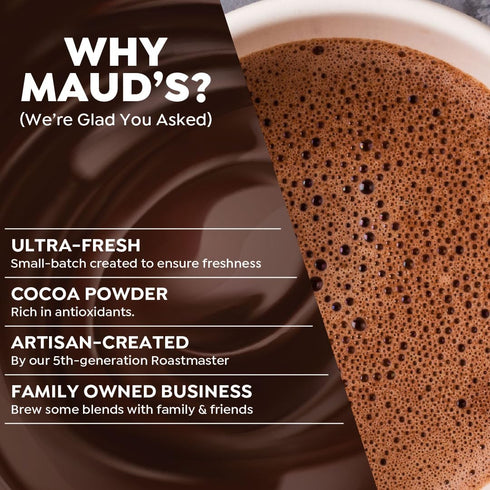 50 Maud's Dark Hot Chocolate Pods, ct, Single Serve Pods, Compatible with Keurig K Cups Maker