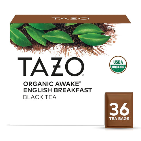 TAZO Organic Awake English Breakfast Black Tea, Black tea with Caffeine, 36