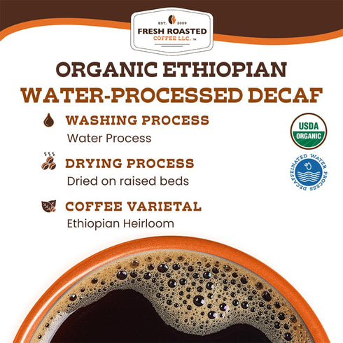 100% 2 lb (32 oz) Fresh Roasted Coffee, Organic Ethiopian Sidamo Water-Processed Decaf | USDA, Single Origin, Kosher |