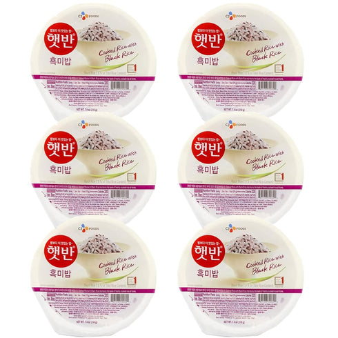 OHMARKET CJ Korean Cooked Rice with Black Rice, microwaveable instant fresh rice -