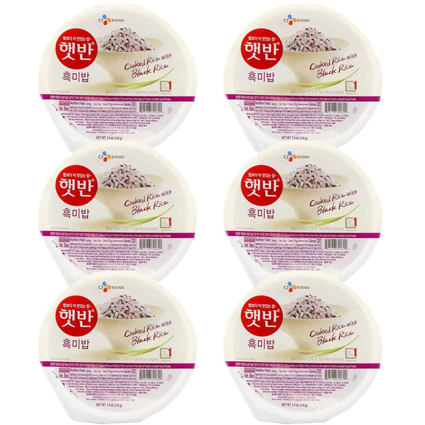 OHMARKET CJ Korean Cooked Rice with Black Rice, microwaveable instant fresh rice -