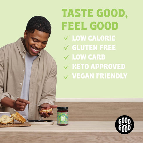 12oz 330g (Pack 1) Good Good Forest Fruit Jam - No Added Sugar - Low Calorie - Gluten Free and Vegan - Diabetic