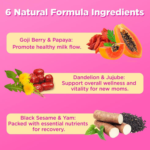 Feelherbs 16 Lactation Herbal Tea for Breastfeeding Moms, Teabags Nursing Tea with Goji Berry, Papaya, Jujube