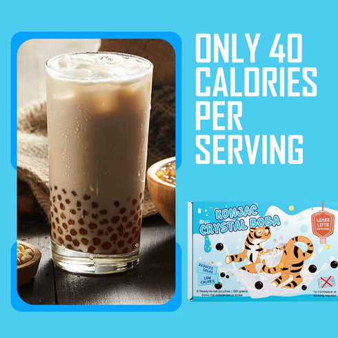 6 (360g) Konjac Crystal Boba made with Konjac Jelly, Low Calorie, Reduce Sugar, Vegan Chewy Pearls for Bubble Tea