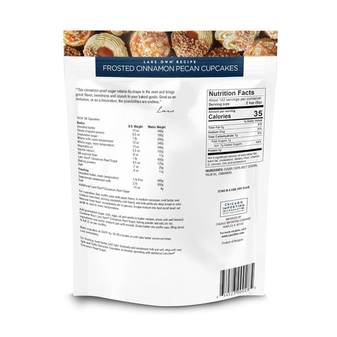 1-Pack, 2.5-lb Lars Own Professional Series Cinnamon Pearl Sugar Resealable Bag Warm Spice Crunch for Baking Oven-Safe