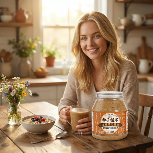 xapuo 500g Flaxseed & Fig Powder, Jar, Pre-Ground Whole Food, No Additives, Easy to Mix with Water, Oatmeal Or Yogurt