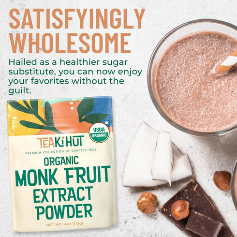 Organic Pure Monk Fruit Sweetener, 4oz, 100% Monk Fruit Extract Powder for Keto and Paleo Diet, Zero Calories
