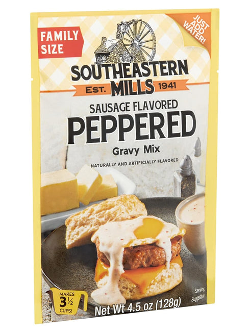 Southeastern Mills 4.5-Ounce Packet (Pack 6 Packets) Gravy Mix, Sausage Flavored Peppered Gravy Mix, Just Add Water