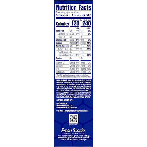 6 (36 Packs) HONEY MAID Fresh Stacks Chocolate Graham Crackers, Bulk Travel Snacks, Boxes Multi Snack