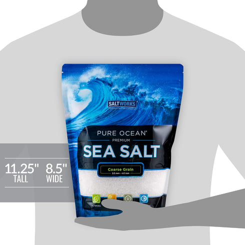 5 SaltWorks Pure Ocean Sea Salt, Coarse Grain, Pound Bag