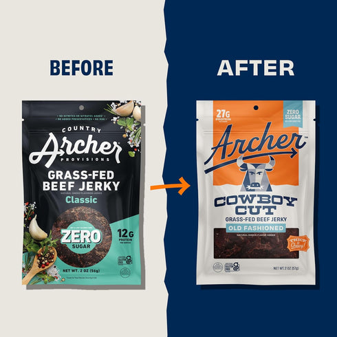 Pack, Packs, 2 oz (Pack 6) Archer Jerky Grass Fed Beef Jerky - Zero Sugar Beef Snack, Meat Snack Bulk, Individual