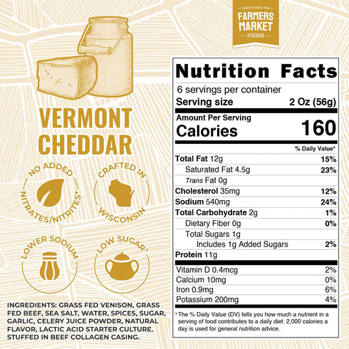Summer Set, 12oz 2-Pack, Farmers Market, Gluten Free, Keto, Paleo, Low Sodium, Low Sugar, Sausage Gift Vermont Cheddar