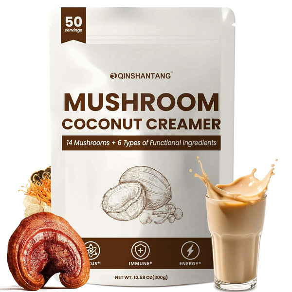 Mushroom Coffee Creamer, 50 Servings, 20-in-1 Superfood Coconut Creamer Powder with 14