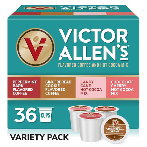 Victor Allen's Coffee Holiday Favorites Coffee & Hot Cocoa Mix Variety Pack,