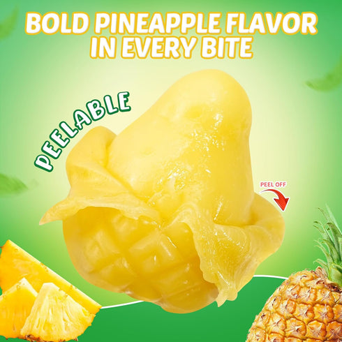 Gummy 8.47oz 10 Packs Gummy AMOS Peelerz Pineapple Candy, Peelable Fruit-Shaped Candy, Box with Individual Fun Peeling