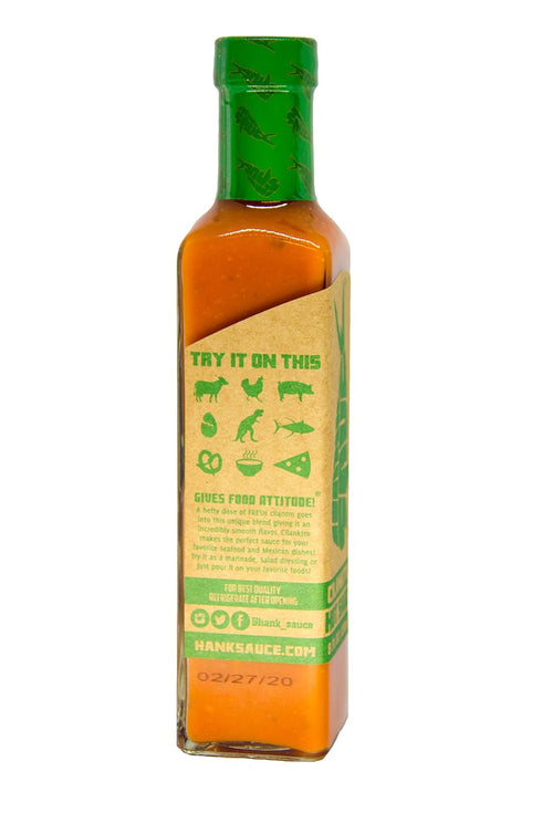 Hank Sauce Cilanktro Hot Sauce - Versatile Hot Pepper Sauce with Fresh Cilantro, Garlic & Aged Peppers - Hot Garlic Sauce with Mild Heat & Unique Flavor - Multipurpose Gourmet Sauce - 2 x 8 Ounces