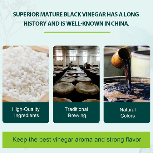 16.9 oz (500ml), 3 Soeos Chinkiang Vinegar fl Years Aged, Naturally Fermented, Mature Aged Black Vinegar, Chinese Black