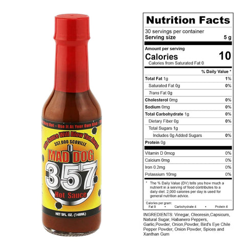 357 3 357,000 5 oz. Mad Dog Hot Sauce, Made with Million Scoville Pepper Extract, Scoville