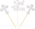 Ercadio 24 PCS Silver Glitter God Bless and Baptism Cupcake Toppers, Cross Cupcake Picks, Christian Party Supplies