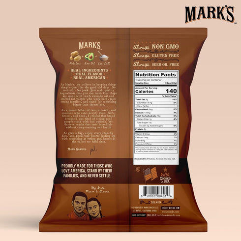 1 oz (Pack 24) MARKS Kettle Cooked Avocado Oil Potato Chips, Sea Salt Gluten Free and Seed Oil Free | Sea Salt, of |